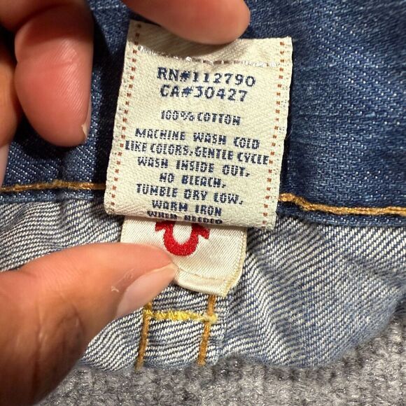 True Religion Jeans Womens 29 Straight Thick Stitch Flap Denim Medium Wash 29x28 - Picture 10 of 11
